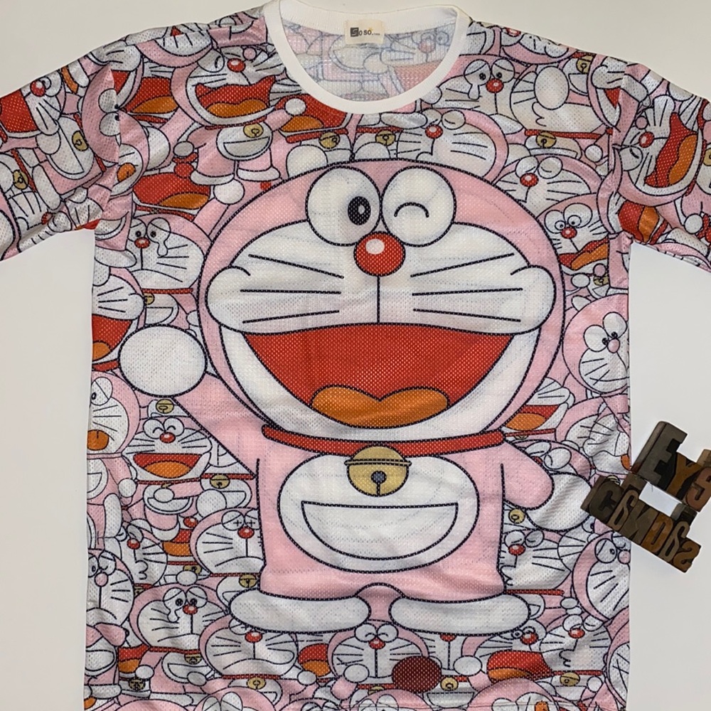 RARE SO SO BASE DORAEMON Women’s Mesh T-Shirt - Picture 1 of 12
